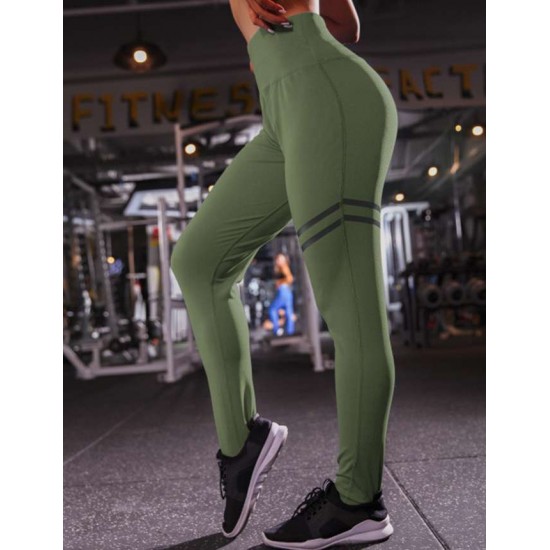 Green Women Yoga Pants Stripe Design Fitness pants Green Women Yoga Pants Stripe Design Fitness pants