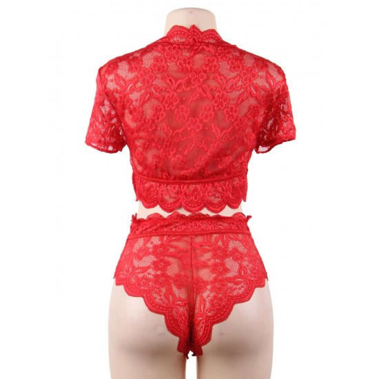 Plus Size Naughty Sexy Girls High Waist Red Full Lace Bra Panty Underwear Plus Size Naughty Sexy Girls High Waist Red Full Lace Bra Panty Underwear