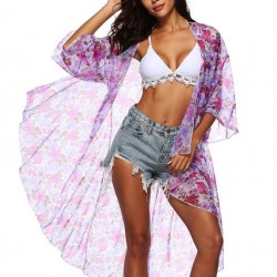 Floral Printed Sexy Sheer Chiffon Cardigan Beach Cover Up