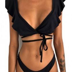Big Ruffle Color Printed Women Sexy Bikini Swimwear