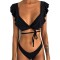 Big Ruffle Color Printed Women Sexy Bikini Swimwear