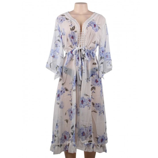 Chiffon Floral Long Cardigan Beach Gown Chiffon Floral Long Cardigan Beach Gown