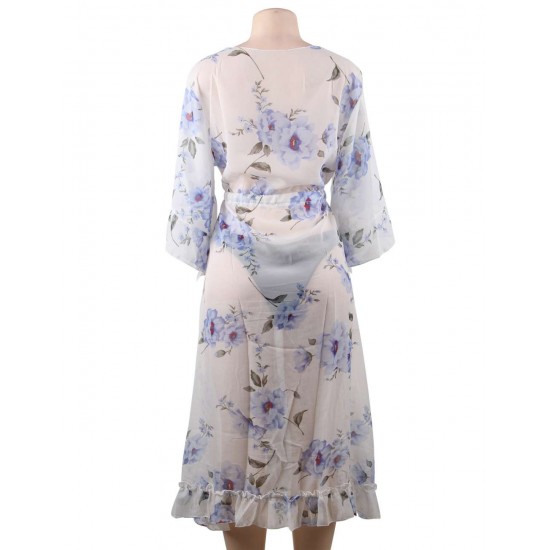 Chiffon Floral Long Cardigan Beach Gown Chiffon Floral Long Cardigan Beach Gown